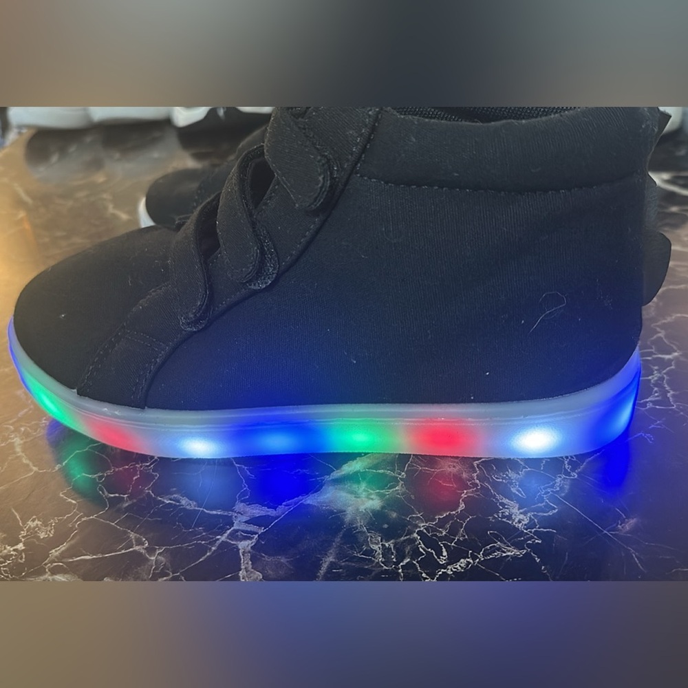 Fabkids Black Kids Boots with Multicolor Light-Up Soles